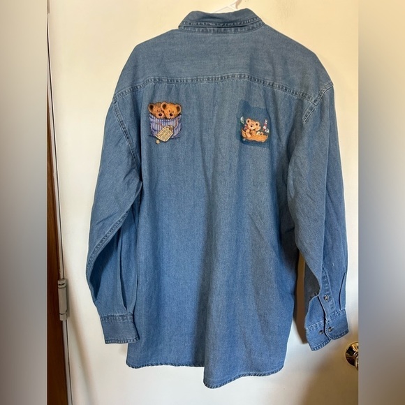 Vintage paper beard ladies chambray large button down 100% cotton - Picture 2 of 11